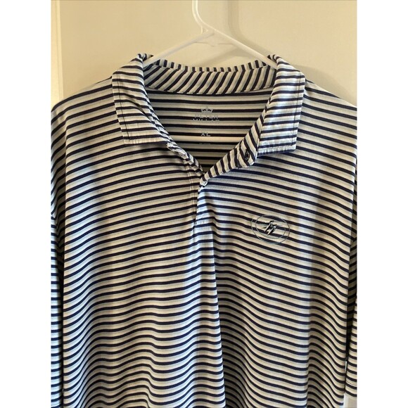 Peter Millar Seaside Wash XL Comfort Striped Golf Polo Shirt Blue White Men’s - Picture 2 of 9